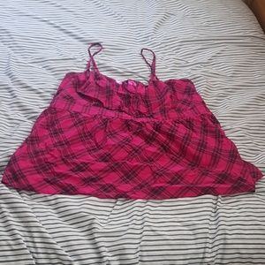 Pink plaid babydoll tank